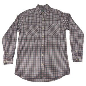 Carhartt Mens Medium Long Sleeve Plaid Button Front Work Shirt Red White Blue